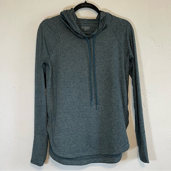 Athleta Uptempo Hoodie Sweatshirt, Bali Green Oceanic Teal - Picture 4 of 11